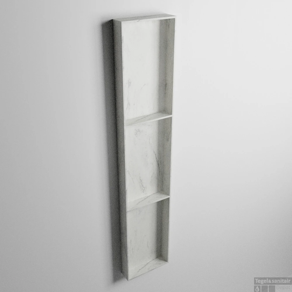 MONDIAZ EASY Nis 149,5x29,5cm In Solid Surface Kleur Opalo. 3 Vakken Geschikt Voor In- Of Opbouw 3 MONDIAZ EASY Nis 149,5x29,5cm In Solid Surface Kleur Opalo. 3 Vakken Geschikt Voor In- Of Opbouw