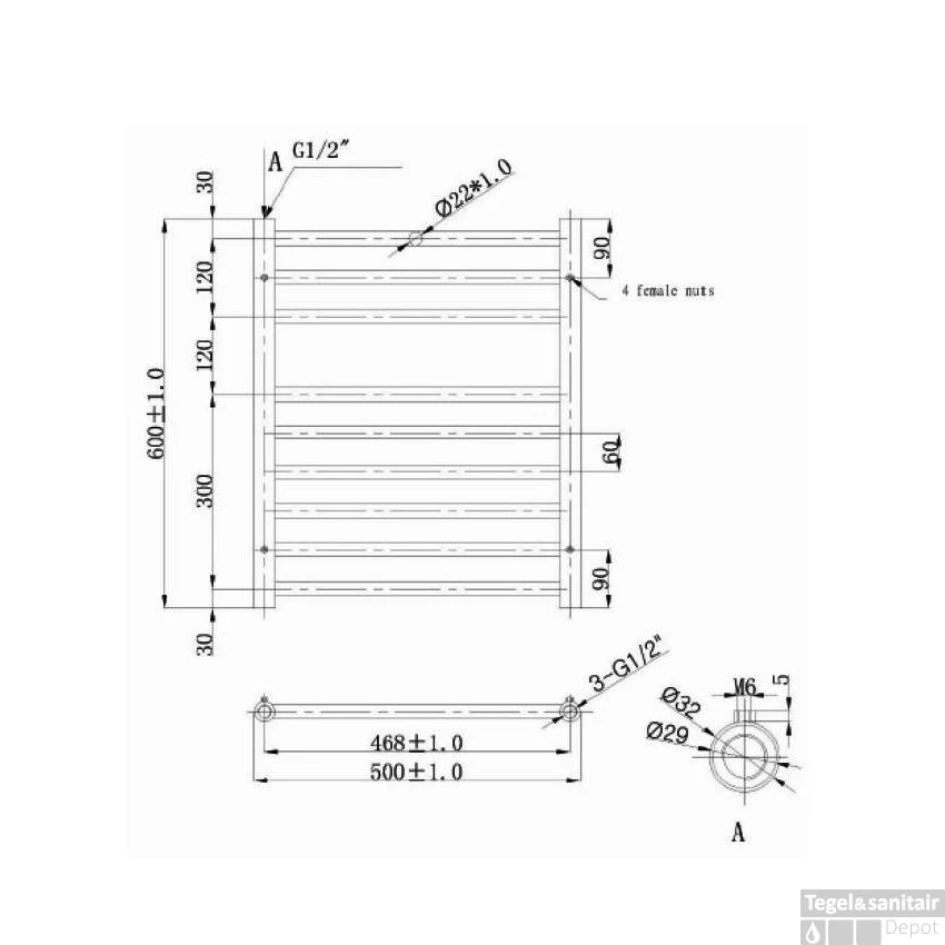 EH Design Radiator Athena 50x60 Cm Gepolijst RVS 6 EH Design Radiator Athena 50x60 Cm Gepolijst RVS - Afbeelding 4