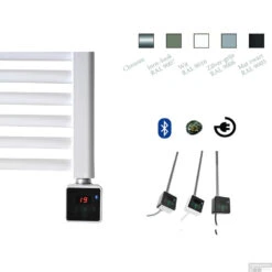 Electrische Radiator Sanicare 111.8x45 Cm 596W Met Zwarte Thermostaat En Bluetooth Wit -Sealkin Badkamermeubilair Winkel electrische radiator sanicare 111.8x45 cm 596w shop 4 2