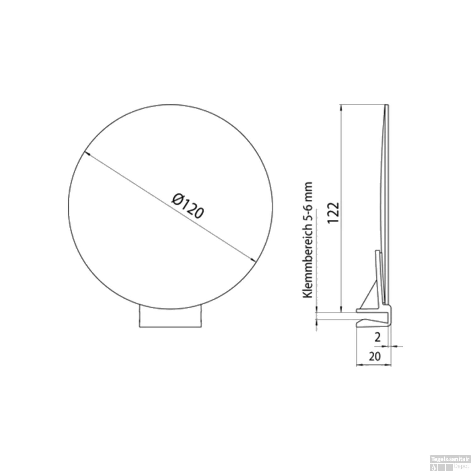 Scheerspiegel Emco Rond Met Klem Ø12cm Glasdikte 5-6mm Chroom 4 Scheerspiegel Emco Rond Met Klem Ø12cm Glasdikte 5-6mm Chroom - Afbeelding 2