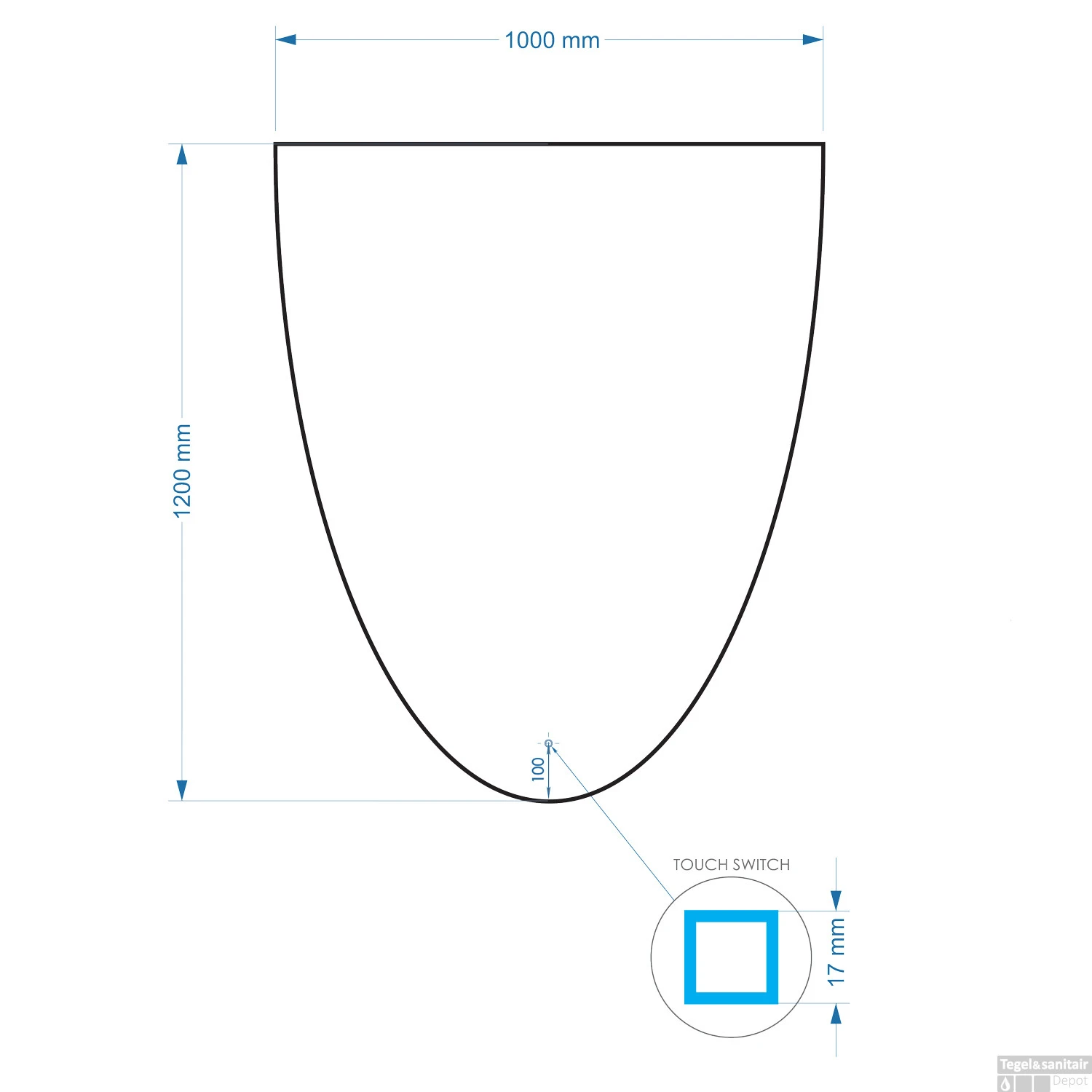 Spiegel Gliss Design Eos 100x120cm Met Ronding Naar Beneden 5 Spiegel Gliss Design Eos 100x120cm Met Ronding Naar Beneden - Afbeelding 3