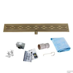 Messing Goud RVS Douchegoot Flens Met Uitneembaar Sifon 70x7cm 6,7cm Diep MESSING GOUD ROOSTER -Sealkin Badkamermeubilair Winkel flens 70cm messing goud shop 1