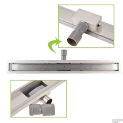 RVS Douchegoot Flens Met Uitneembaar Sifon 180x7cm 6,7cm Diep STANDAARD ROOSTER -Sealkin Badkamermeubilair Winkel flens design rooster 5 9