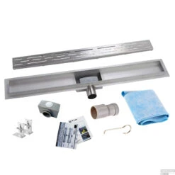 RVS Douchegoot Flens Met Uitneembaar Sifon 20x7cm 6,7cm Diep STANDAARD ROOSTER -Sealkin Badkamermeubilair Winkel flens design rooster 20cm shop