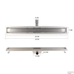 RVS Douchegoot Flens Met Uitneembaar Sifon 20x7cm 6,7cm Diep STANDAARD ROOSTER -Sealkin Badkamermeubilair Winkel flens design rooster 20cm tech