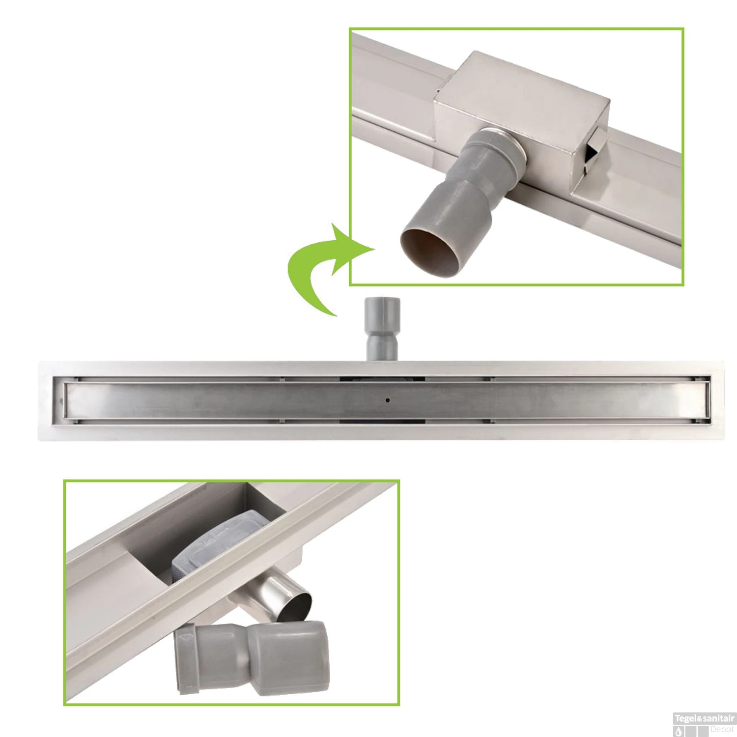 Mat Witte RVS Douchegoot Flens Met Uitneembaar Sifon 200x7cm 6,7cm Diep MAT WIT ROOSTER 5 Mat Witte RVS Douchegoot Flens Met Uitneembaar Sifon 200x7cm 6,7cm Diep MAT WIT ROOSTER - Afbeelding 3