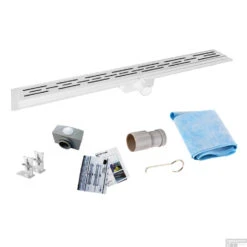 Mat Witte RVS Douchegoot Flens Met Uitneembaar Sifon 200x7cm 6,7cm Diep MAT WIT ROOSTER 17 Mat Witte RVS Douchegoot Flens Met Uitneembaar Sifon 200x7cm 6,7cm Diep MAT WIT ROOSTER -Sealkin Badkamermeubilair Winkel flens design rooster mat wit 200cm shop