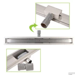 Zwarte Chromen RVS Douchegoot Flens Met Uitneembaar Sifon 100x7cm 6,7cm Diep BLACK CHROME ROOSTER -Sealkin Badkamermeubilair Winkel flens douchegoot 100cm black chrome 5