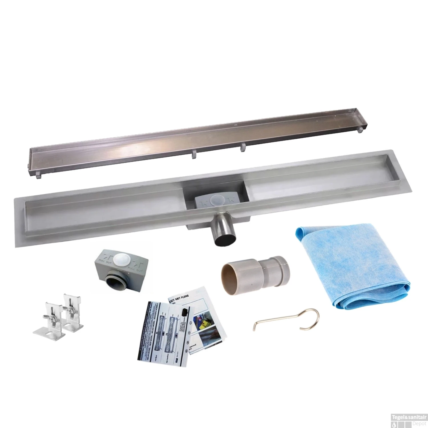 RVS Douchegoot Flens Met Uitneembaar Sifon 120x7cm 6,7cm Diep TEGEL ROOSTER 11 RVS Douchegoot Flens Met Uitneembaar Sifon 120x7cm 6,7cm Diep TEGEL ROOSTER - Afbeelding 9