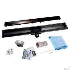 RVS Douchegoot Flens Met Uitneembaar Sifon 70x7cm 6,7cm Diep TEGELROOSTER MAT ZWART 17 RVS Douchegoot Flens Met Uitneembaar Sifon 70x7cm 6,7cm Diep TEGELROOSTER MAT ZWART -Sealkin Badkamermeubilair Winkel flens tegel rooster 70cm mat zwart shop