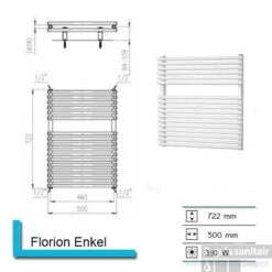 Handdoekradiator Florion Enkel 722 X 500 Mm Zwart