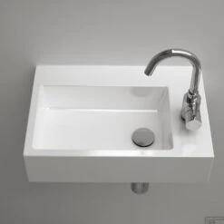 Fontein Clou Flush 2 36x24.5x9cm Aluite Mat Wit (Met Voorbewerkt Kraangat Rechts) -Sealkin Badkamermeubilair Winkel flush 2 plus detail b 3