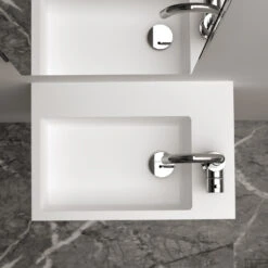 Fontein Clou Flush 2 36x24.5x9cm Aluite Mat Wit (Met Voorbewerkt Kraangat Rechts) -Sealkin Badkamermeubilair Winkel flush 2 plus detail e 3
