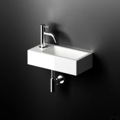 Fontein Clou Flush 3 36x18x9cm Links Keramiek Glans Wit (Zonder Kraangat) -Sealkin Badkamermeubilair Winkel flush 3 concept b3 mirrored 1