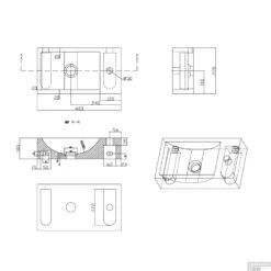 Natuursteen Fontein Wiesbaden Recto 40x22x10cm (kraangat Recht) -Sealkin Badkamermeubilair Winkel fontein sanilux recto rechts 11044r tech