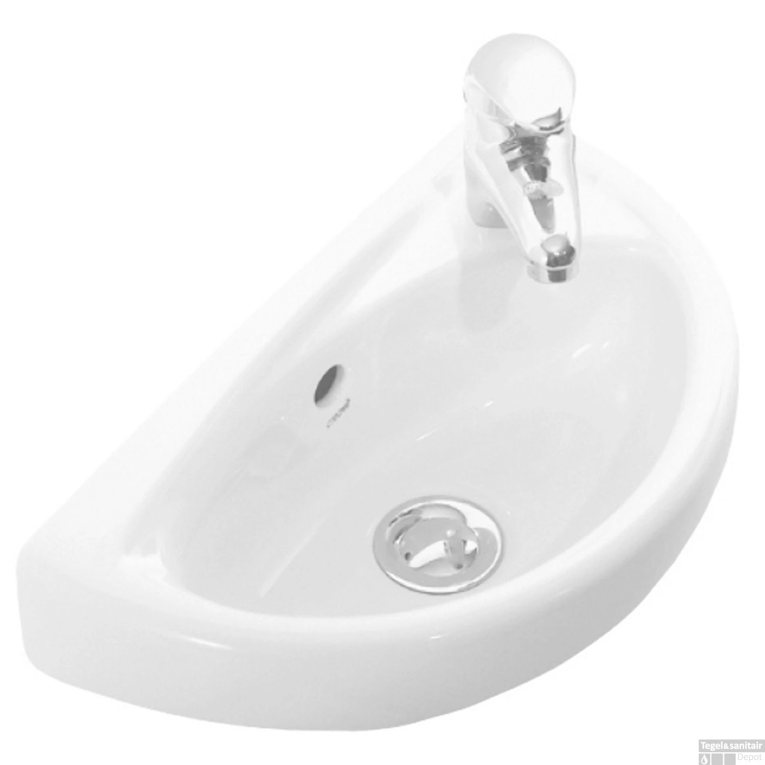 Fontein Boss & Wessing 39x23 Cm Keramiek Wit Met Kraangat Rechts