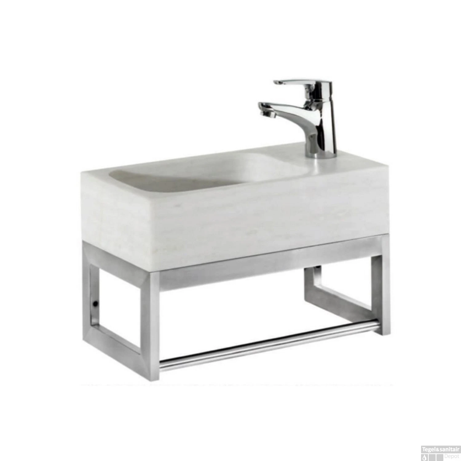 Fontein Casajoy Atlas 40x22x25cm Natuursteen Met RVS Frame Wit