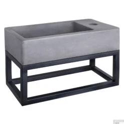 Fontein Differnz Force 40x22x8 Cm Beton Donker -Sealkin Badkamermeubilair Winkel fontein differnz force 40x22x8 beton dg sfeer2