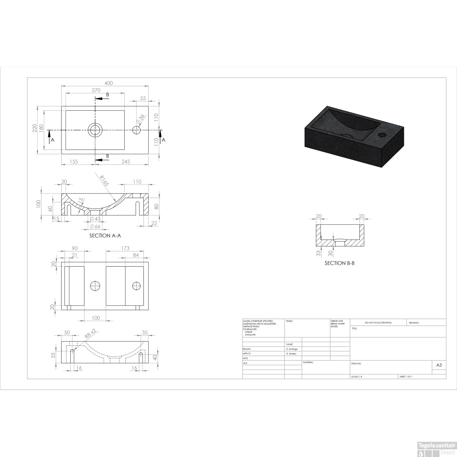 Fontein Forzalaqua Kalmar Hardsteen Gezoet Met Kraangat Rechts 40x22x10 Cm - Afbeelding 4