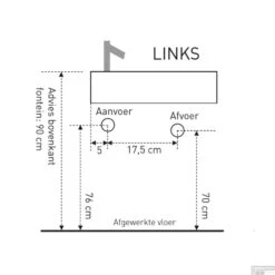 FonteinPack Ink Versus Links Glans Wit Chroom (Keuze Uit 20 Kranen) -Sealkin Badkamermeubilair Winkel fontein links tech 2