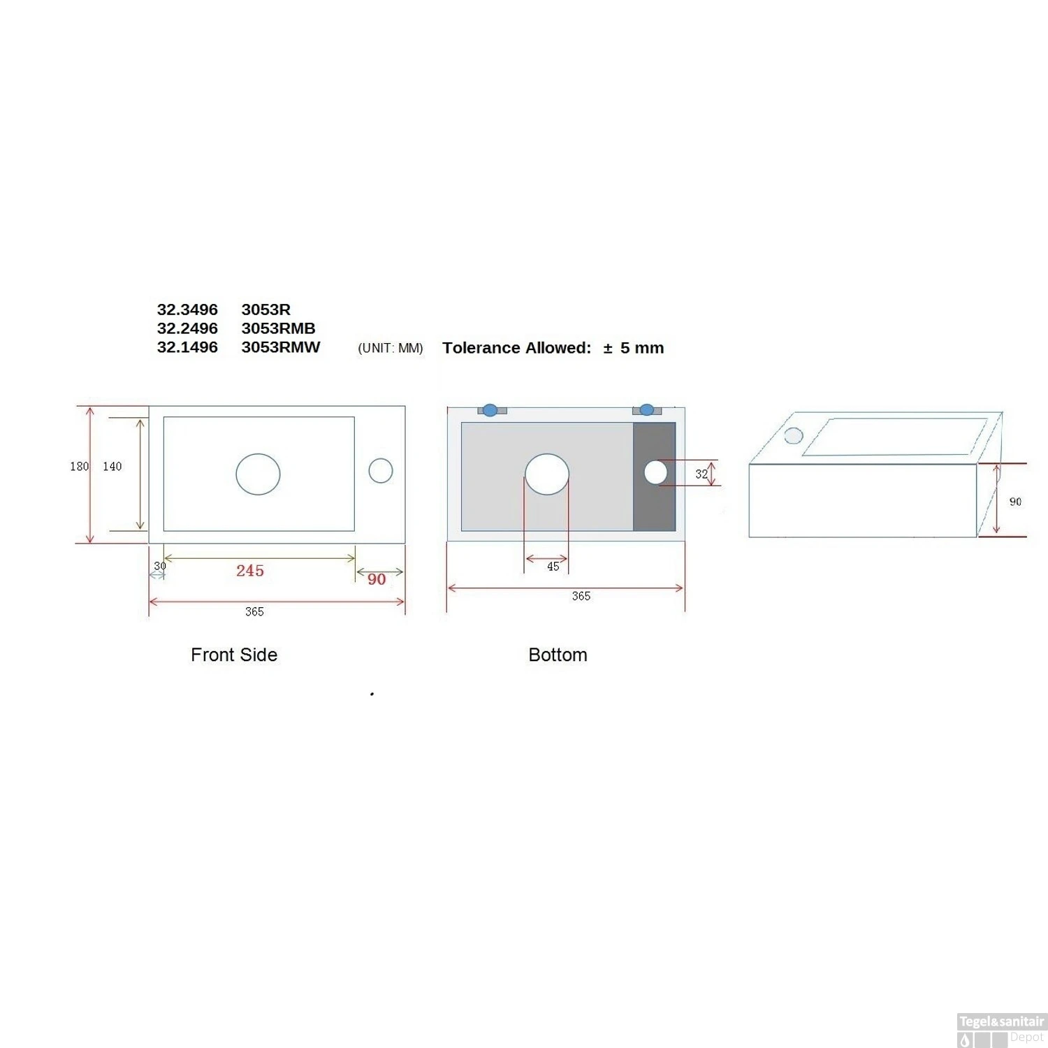 BWS Fontein Rino Mini Links 36x18x9 Cm Mat Zwart 5 BWS Fontein Rino Mini Links 36x18x9 Cm Mat Zwart - Afbeelding 3