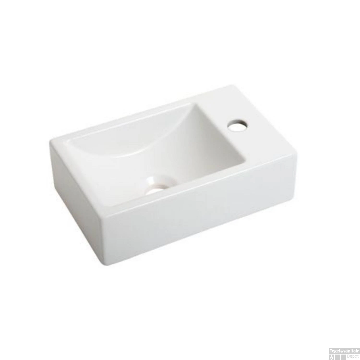 Fontein Plieger Houston Kraangat Rechts 37x23cm Mat Wit