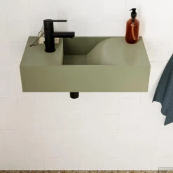 Fontein Salenzi Arro 50x26 Cm Mat Legergroen Links -Sealkin Badkamermeubilair Winkel fontein salenzi arro 50x26 cm mat legergroen links 2