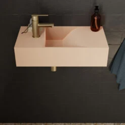 Fontein Salenzi Arro 50x26 Cm Mat Roze Links -Sealkin Badkamermeubilair Winkel fontein salenzi arro 50x26 cm mat roze links 3