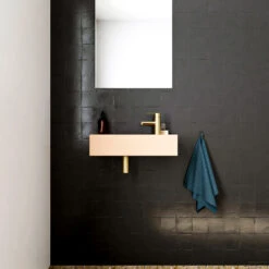 Fontein Salenzi Arro 50x26 Cm Mat Roze Rechts -Sealkin Badkamermeubilair Winkel fontein salenzi arro 50x26 cm mat roze rechts 1