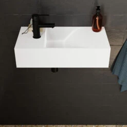 Fontein Salenzi Arro 50x26 Cm Mat Wit Links -Sealkin Badkamermeubilair Winkel fontein salenzi arro 50x26 cm mat wit links 2