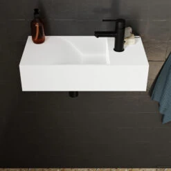 Fontein Salenzi Arro 50x26 Cm Mat Wit Rechts -Sealkin Badkamermeubilair Winkel fontein salenzi arro 50x26 cm mat wit rechts 3