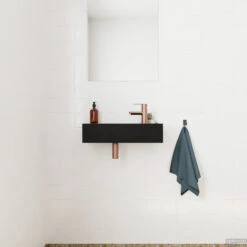 Fontein Salenzi Arro 50x26 Cm Mat Zwart Rechts -Sealkin Badkamermeubilair Winkel fontein salenzi arro 50x26 cm mat zwart rechts 4