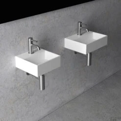 Fontein Salenzi Spy 40x30 Cm Glans Wit (inclusief Bijpassende Waste) -Sealkin Badkamermeubilair Winkel fontein salenzi spy 30x30 cm wit sfeer 1 1