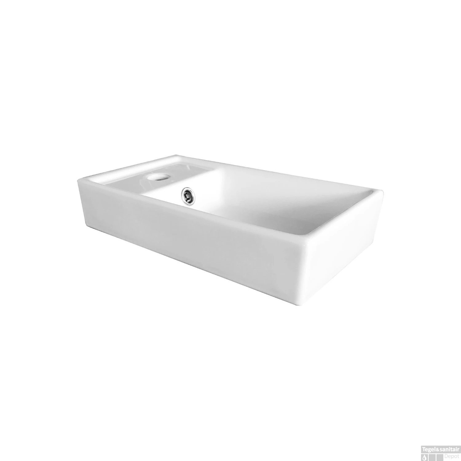 Fontein Sanilux 40x22x8 Cm Keramiek Wit (1 Kraangat)