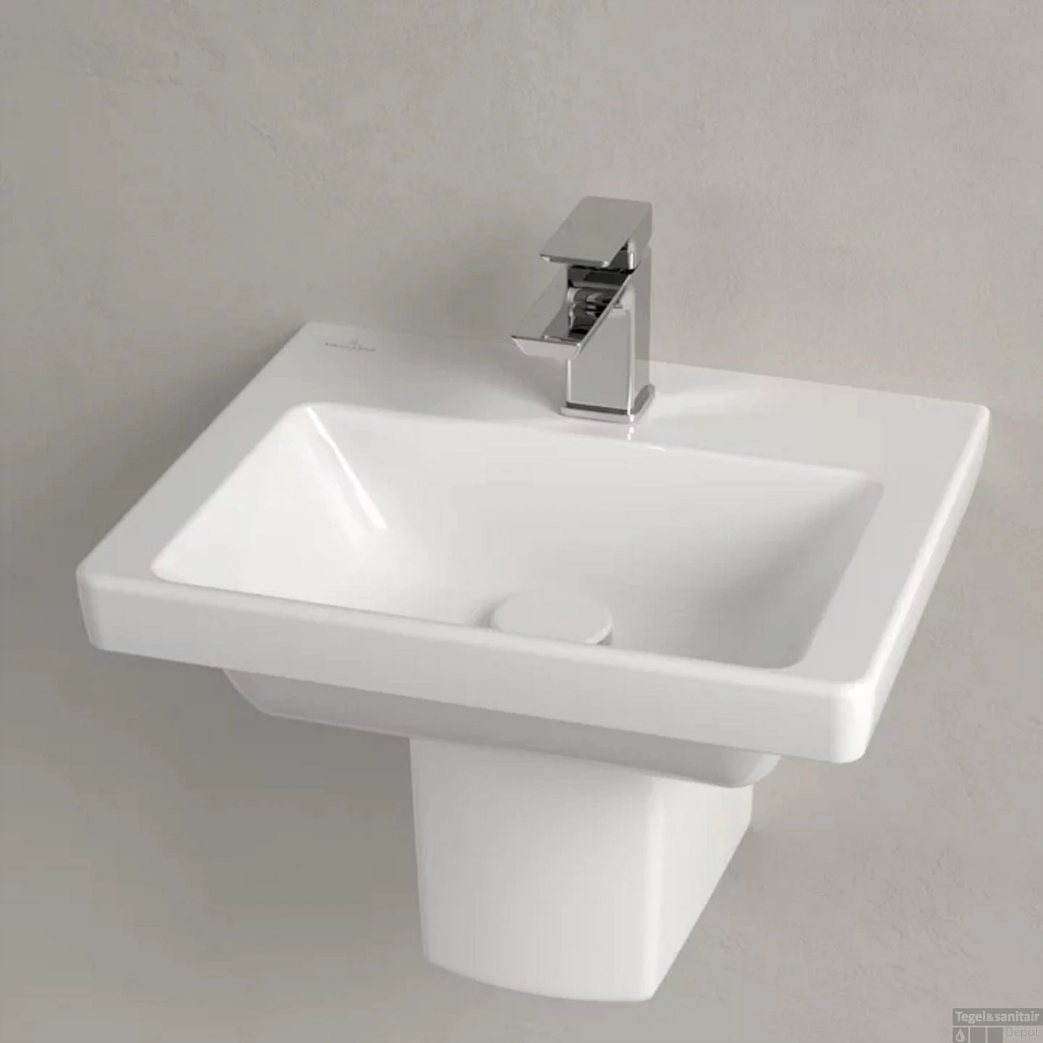 Fontein Villeroy & Boch Subway 3.0 Met CeramicPlus Zonder Overloop 45x37x14.5 Cm Wit Alpin 4 Fontein Villeroy & Boch Subway 3.0 Met CeramicPlus Zonder Overloop 45x37x14.5 Cm Wit Alpin - Afbeelding 2