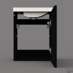 Fonteinkast BWS Mat Zwart Met Marble Fontein Mat Wit 13 Fonteinkast BWS Mat Zwart Met Marble Fontein Mat Wit -Sealkin Badkamermeubilair Winkel fonteinkast super mat zwart mdf inclusief fontein front binnenzijde 2