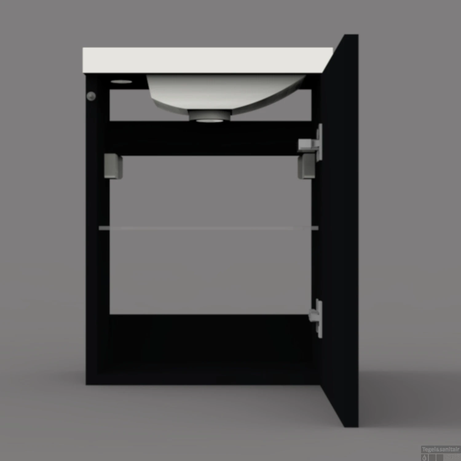 Fonteinkast BWS Mat Zwart Met Marble Fontein Mat Wit 5 Fonteinkast BWS Mat Zwart Met Marble Fontein Mat Wit - Afbeelding 3