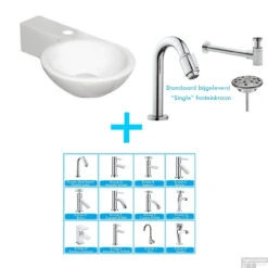 FonteinPack COMPACTE FONTEIN SLANKIE WIT Links (Keuze Uit 18 Kranen)