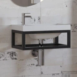 Fonteinset Boss & Wessing Paris 40x22 Cm Met Glans Wit Fontein Mat Zwart