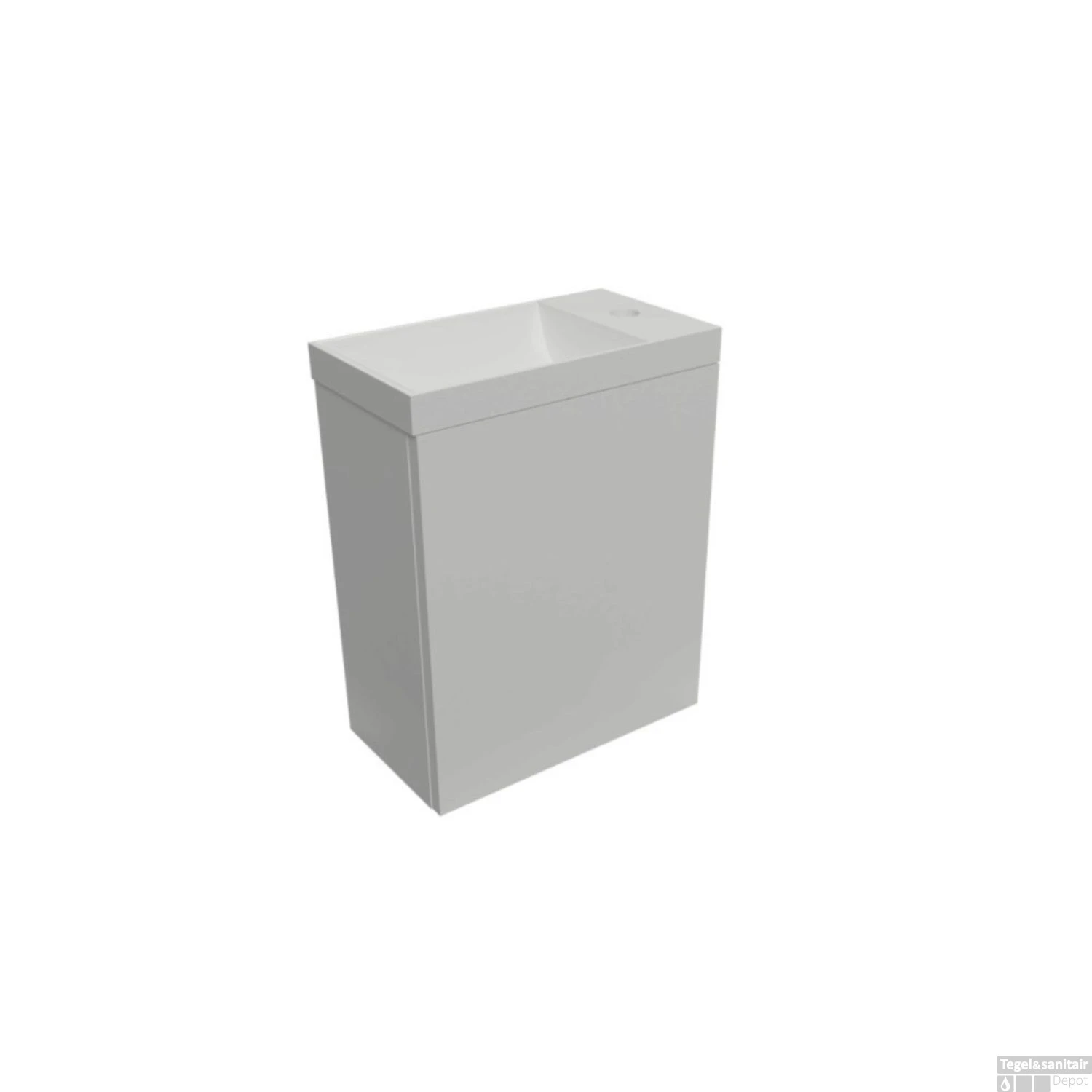 Fonteinset BWS Luna 54,3x39,7x21,8 Cm Glans Wit Met Marble Fontein Zonder Overloop Mat Wit