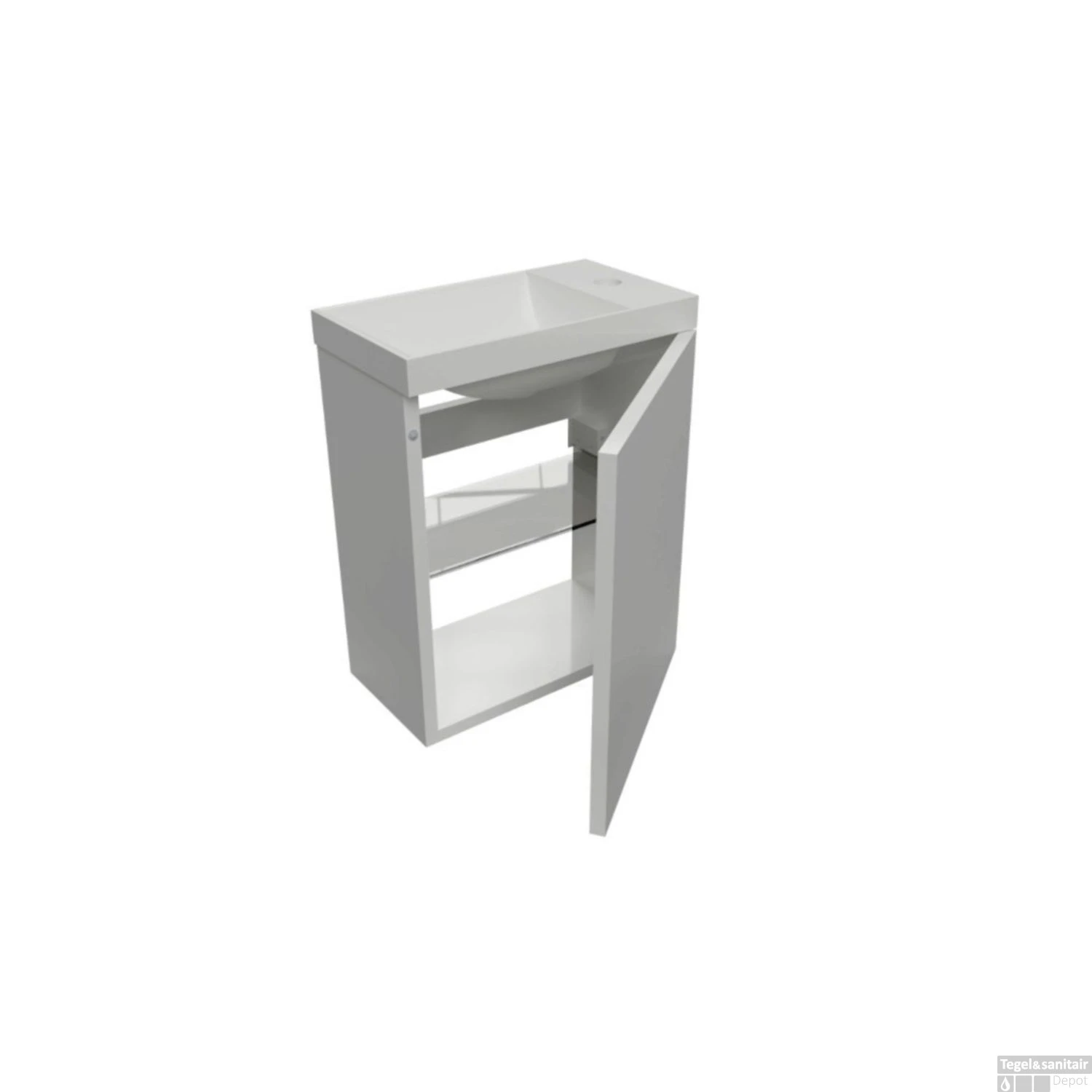 Fonteinset BWS Luna 54,3x39,7x21,8 Cm Glans Wit Met Marble Fontein Zonder Overloop Mat Wit - Afbeelding 2