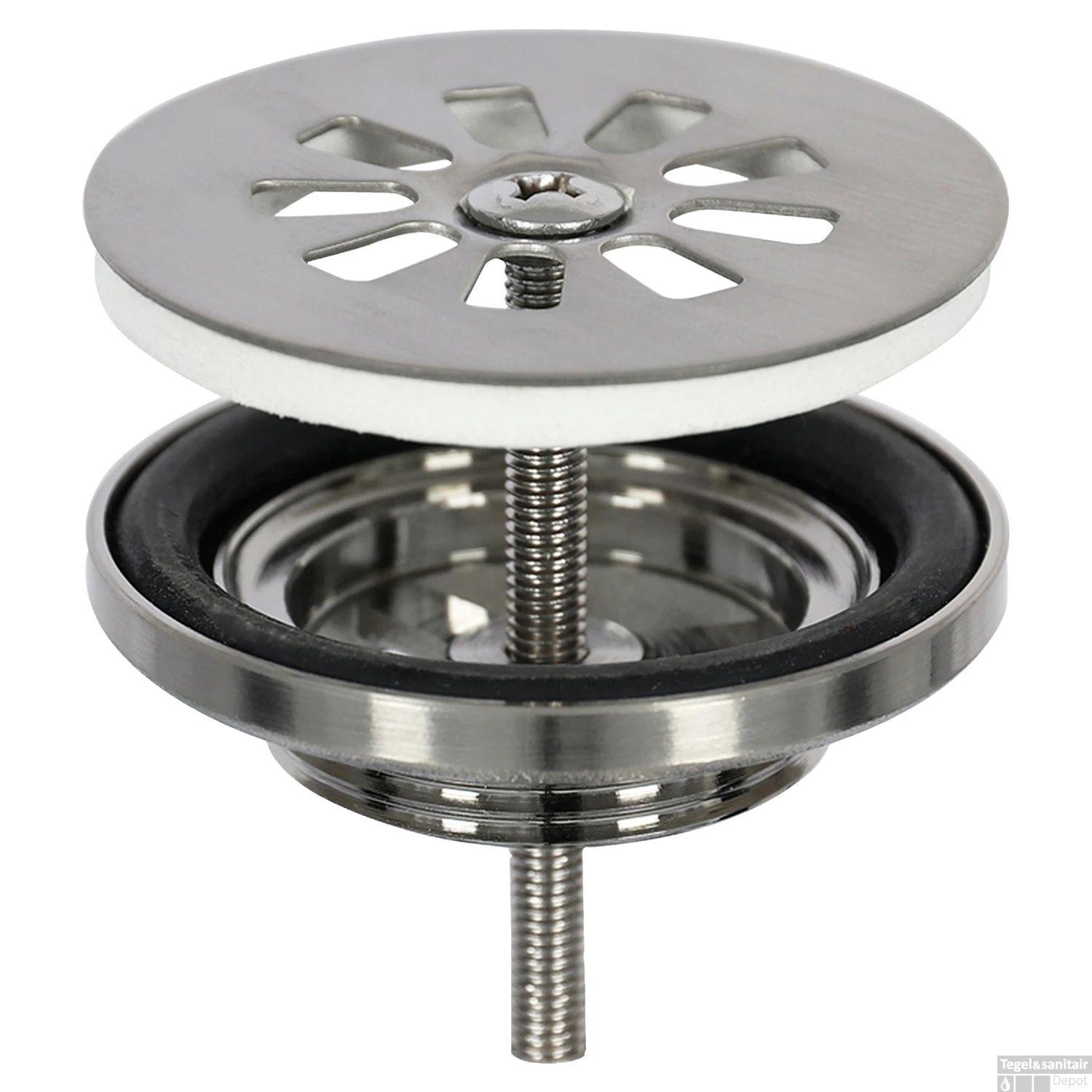 Fonteinset Differnz Bombai Natuursteen 40x22x9 Cm Zwart Met Rechte Kraan Mat Chroom - Afbeelding 3