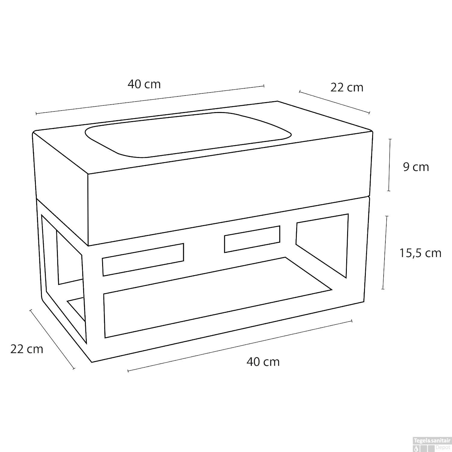 Fonteinset Differnz Bombai Natuursteen En Handoekrek 40x22x9 Cm Zwart Met Rechte Kraan Mat Chroom - Afbeelding 7