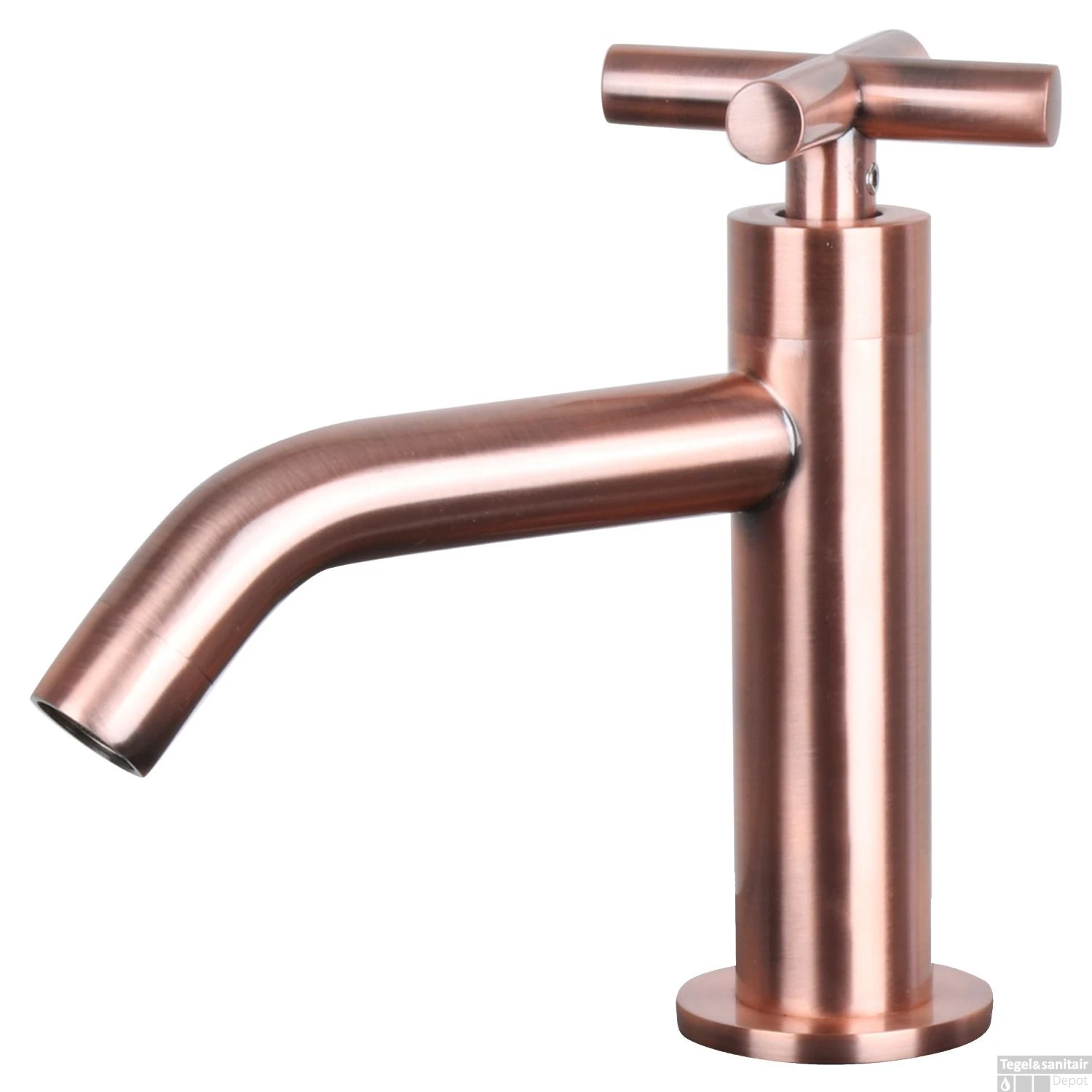 Fonteinset Differnz Ravo Beton En Handoekrek 38.5x18.5x9 Cm Donker Grijs Met Gebogen Kruis Kraan Rood Koper - Afbeelding 2