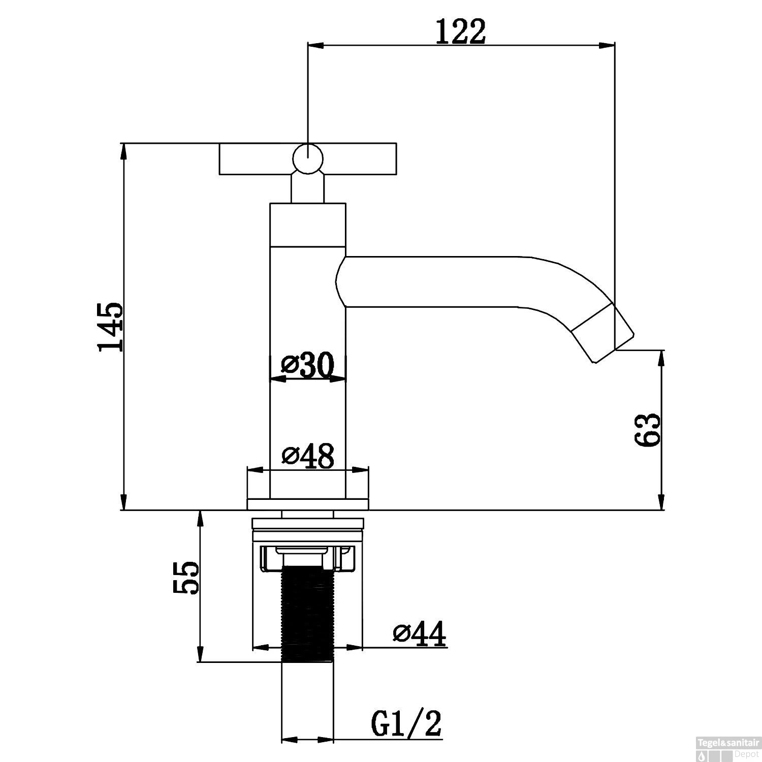 Fonteinset Differnz Ravo Beton En Handoekrek 38.5x18.5x9 Cm Donker Grijs Met Gebogen Kruis Kraan Rood Koper - Afbeelding 7