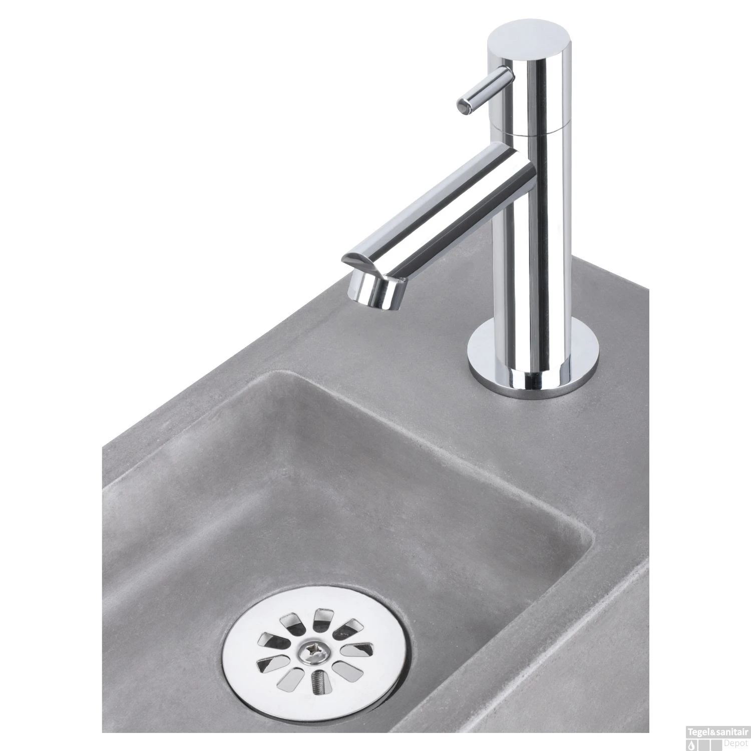 Fonteinset Differnz Ravo Beton En Handoekrek 38.5x18.5x9 Cm Licht Grijs Met Rechte Kraan Chroom 8 Fonteinset Differnz Ravo Beton En Handoekrek 38.5x18.5x9 Cm Licht Grijs Met Rechte Kraan Chroom - Afbeelding 6