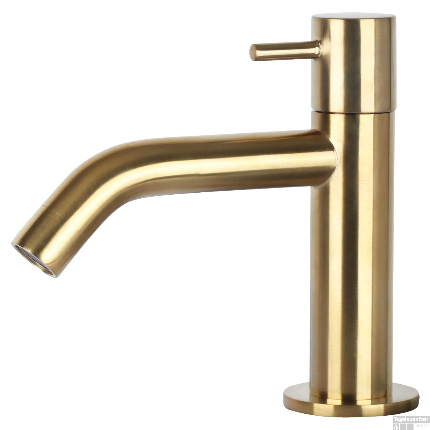 Fonteinset Differnz Ribble Natuursteen 38x18x8 Cm Zwart Met Gebogen Kraan Mat Goud - Afbeelding 2