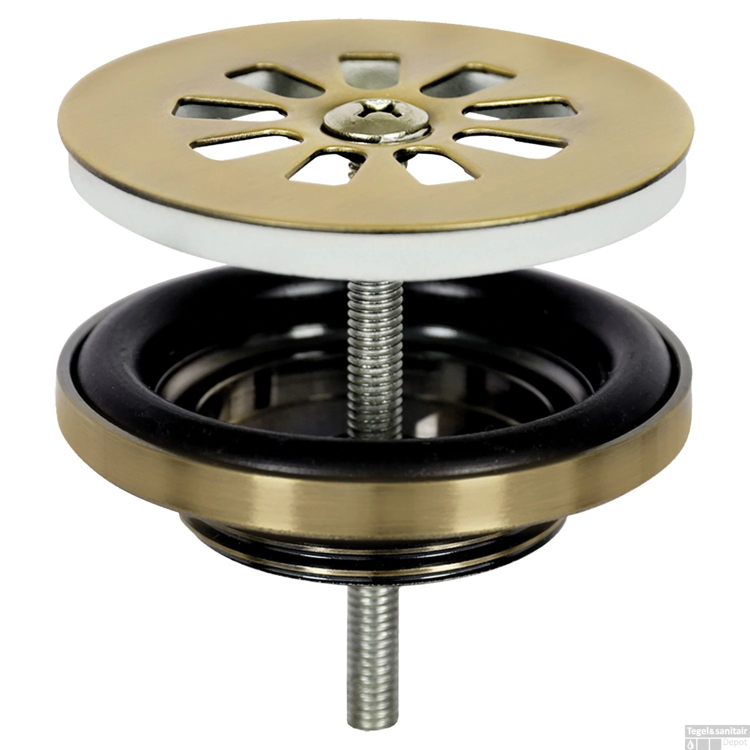 Fonteinset Differnz Ribble Natuursteen 38x18x8 Cm Zwart Met Gebogen Kraan Mat Goud - Afbeelding 3