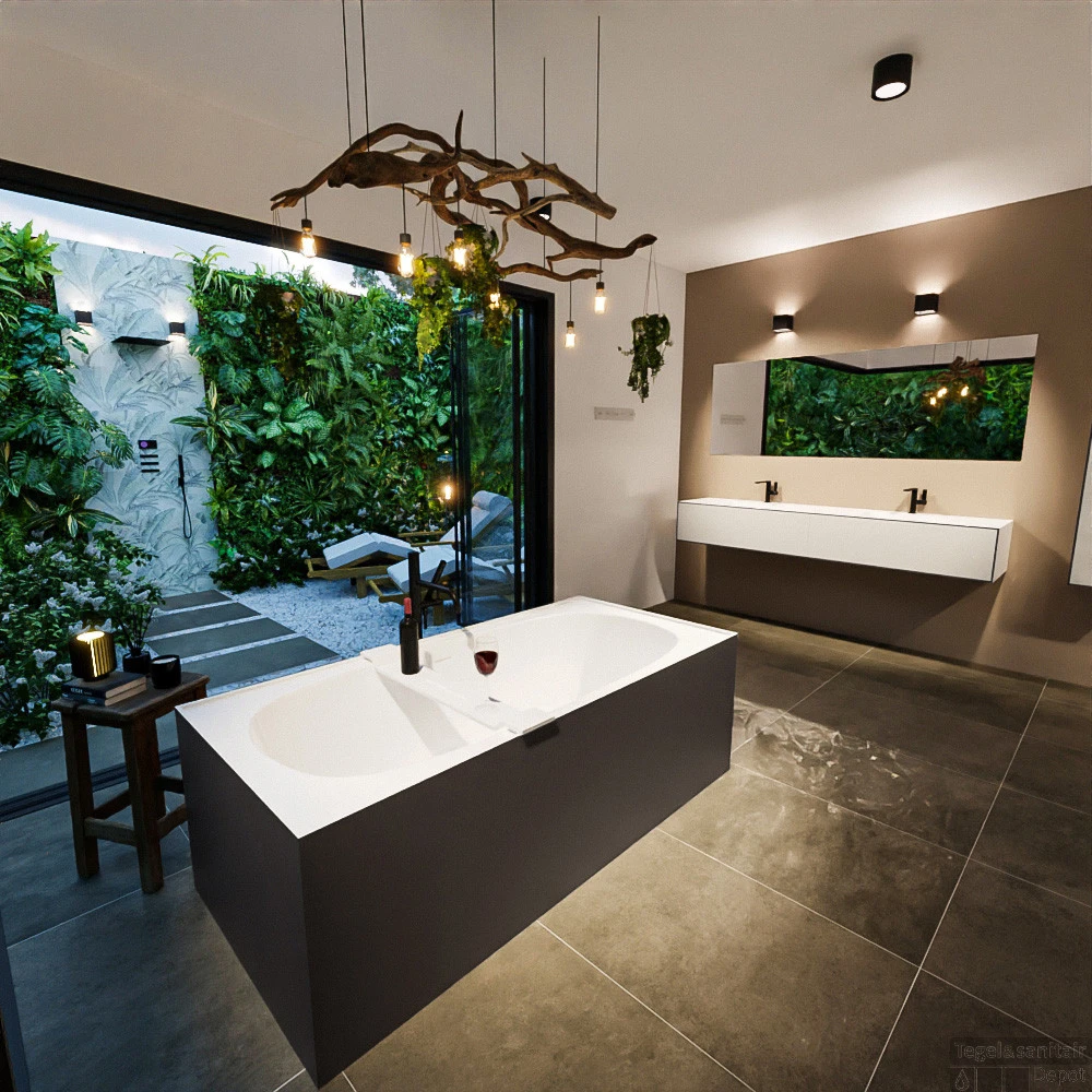 FREEZE Vrijstaand Bad 180x85cm Kleur Dark Grey / Talc 4 FREEZE Vrijstaand Bad 180x85cm Kleur Dark Grey / Talc - Afbeelding 2