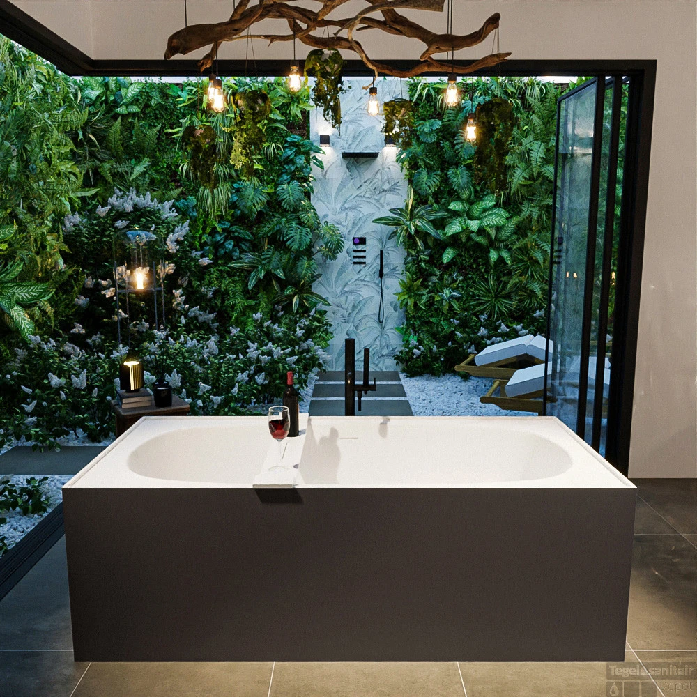 FREEZE Vrijstaand Bad 180x85cm Kleur Dark Grey / Talc 5 FREEZE Vrijstaand Bad 180x85cm Kleur Dark Grey / Talc - Afbeelding 3